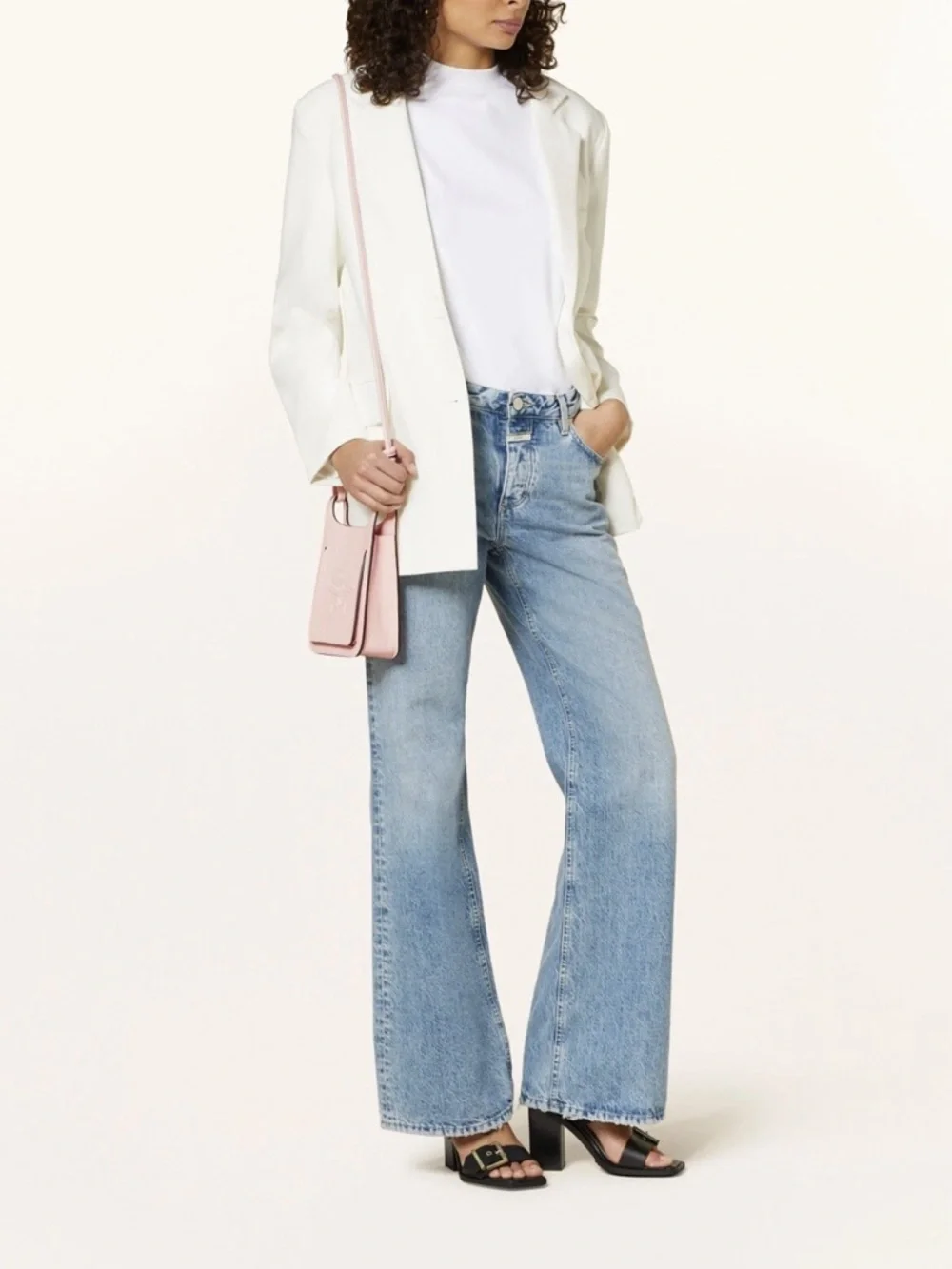 MCM Pale Pink Leather Mini Himmel Hobo Crossbody Bag